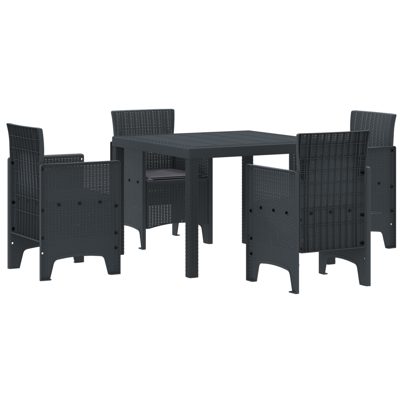 Hage Spisegruppe 5 pcs Antrasitt Polt rattan