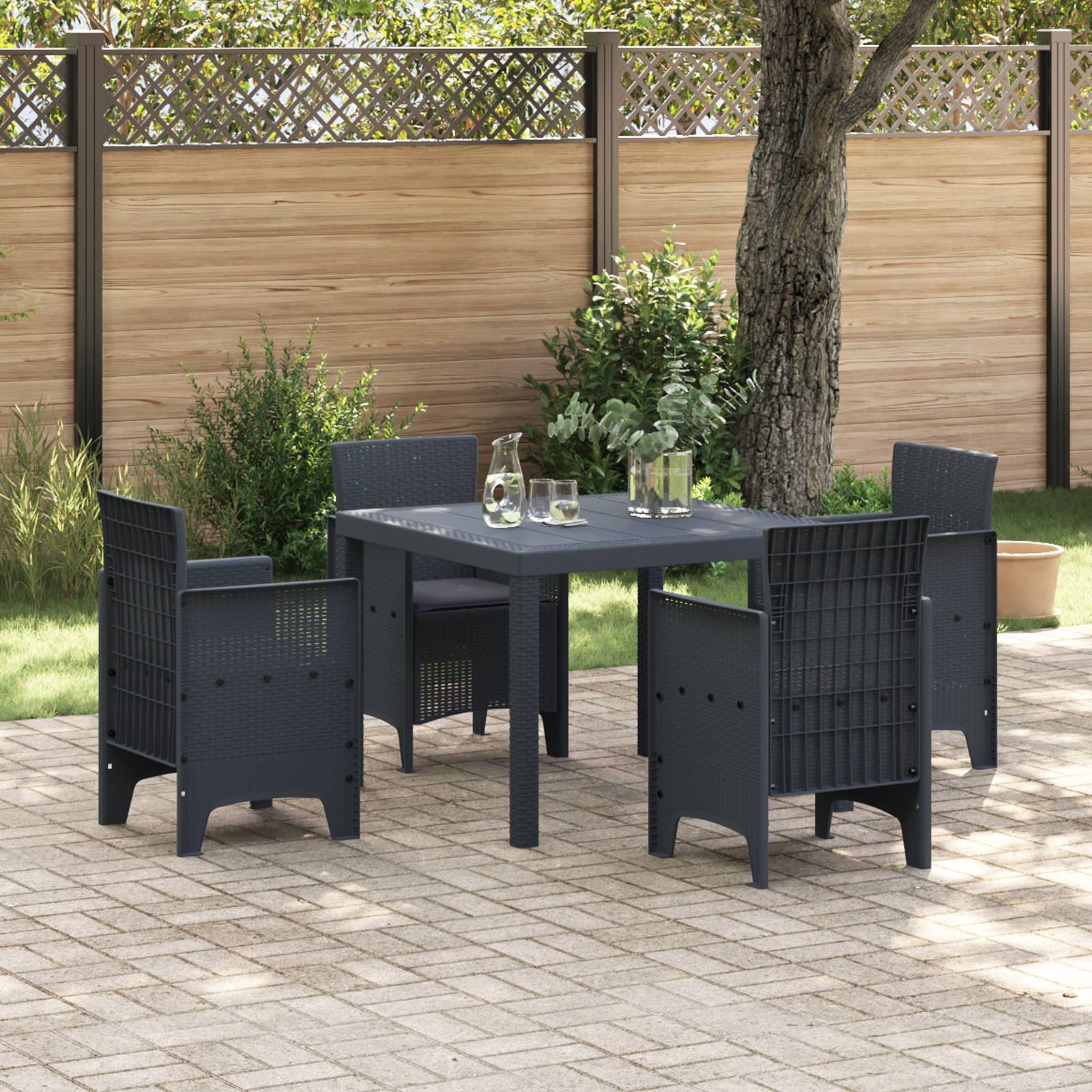 Hage Spisegruppe 5 pcs Antrasitt Polt rattan