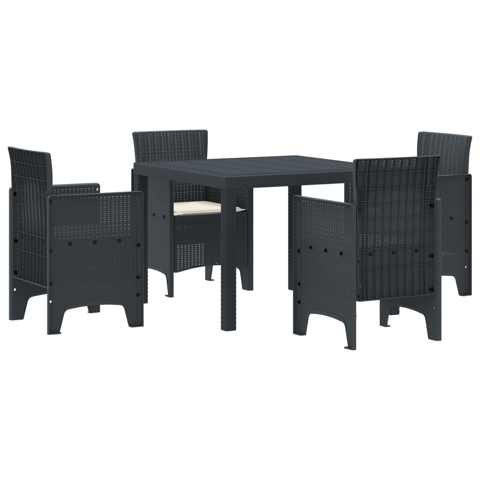 Hage Spisegruppe 5 pcs Antrasitt Polt rattan