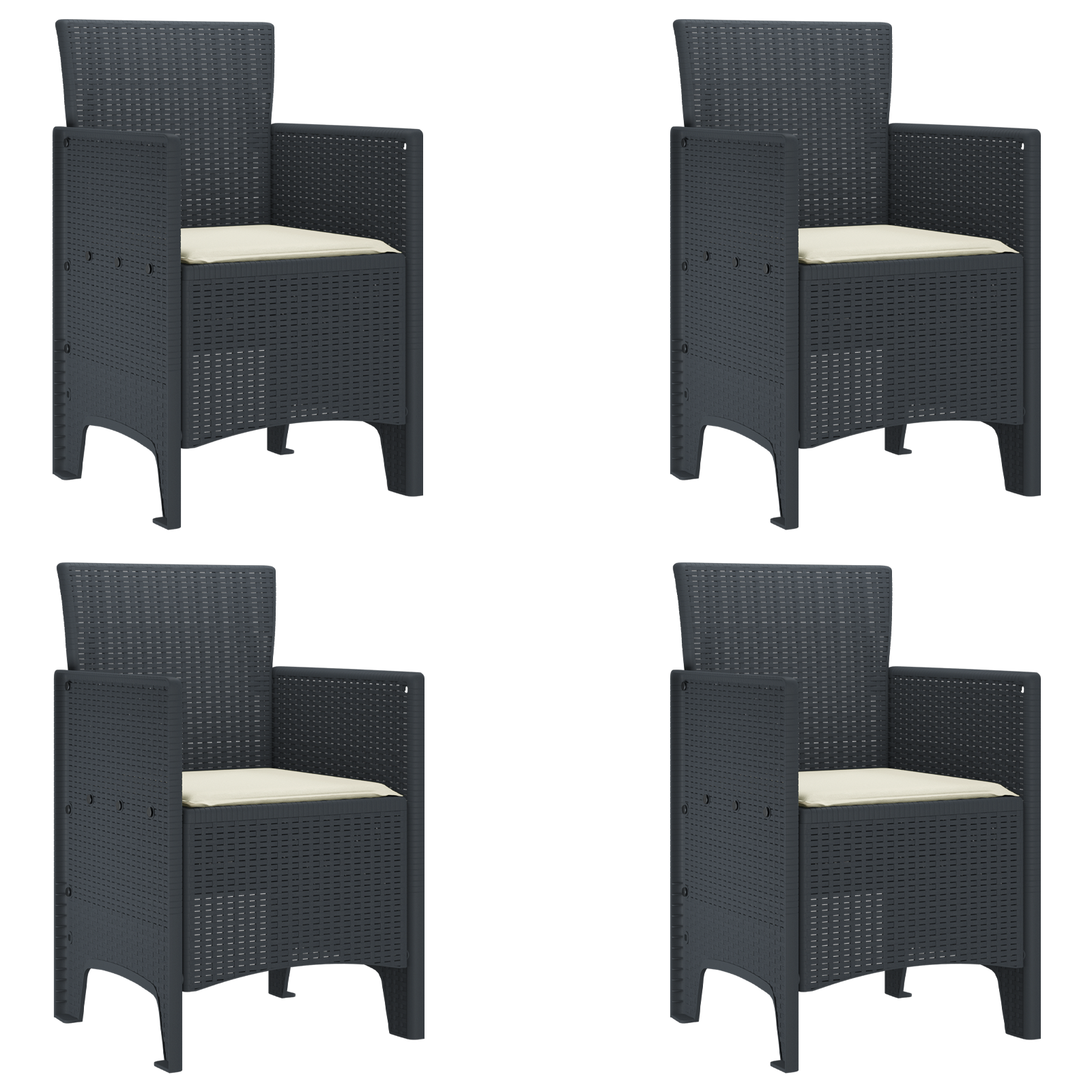 Hage Spisegruppe 5 pcs Antrasitt Polt rattan