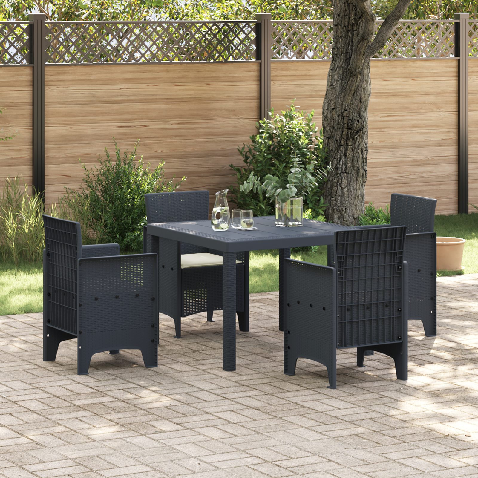 Hage Spisegruppe 5 pcs Antrasitt Polt rattan