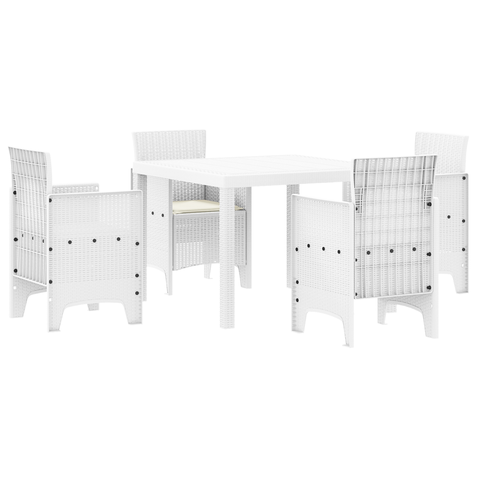 Hage Spisegruppe 5 pcs Hvit Polt rattan