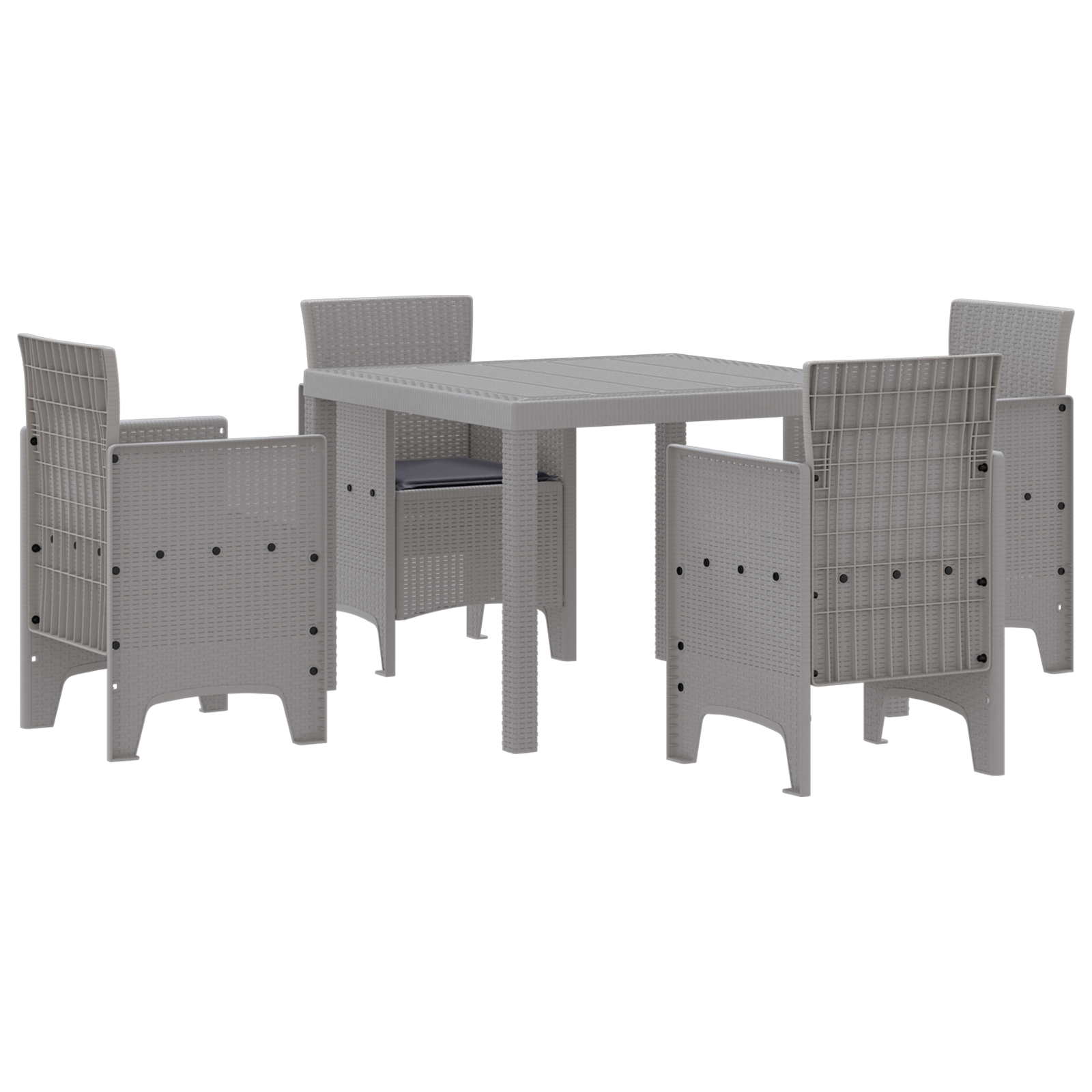 Hage Spisegruppe 5 pcs Lysegrå Polt rattan