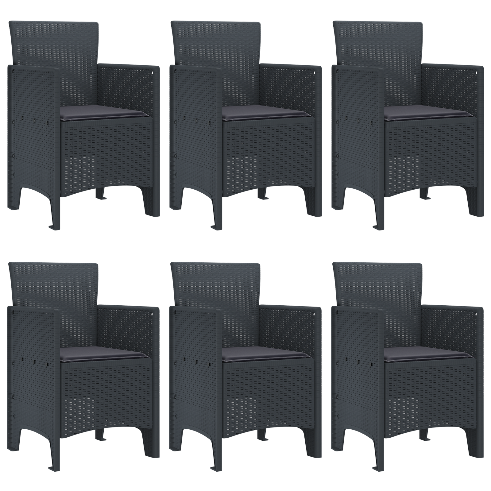 Hage Spisegruppe 7 pcs Antrasitt Polt rattan