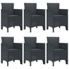 Hage Spisegruppe 7 pcs Antrasitt Polt rattan