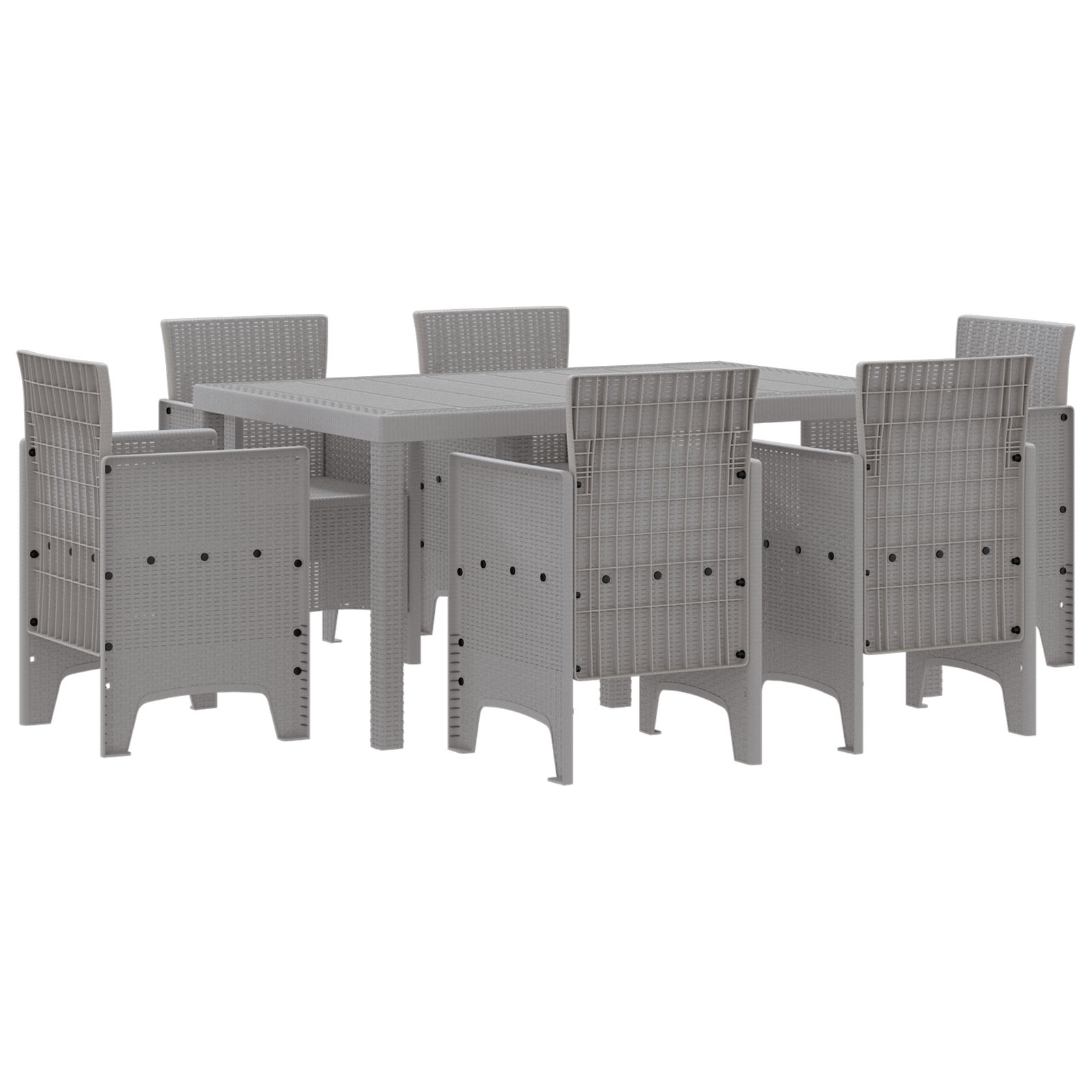 Hage Spisegruppe 7 pcs Lysegrå Polt rattan