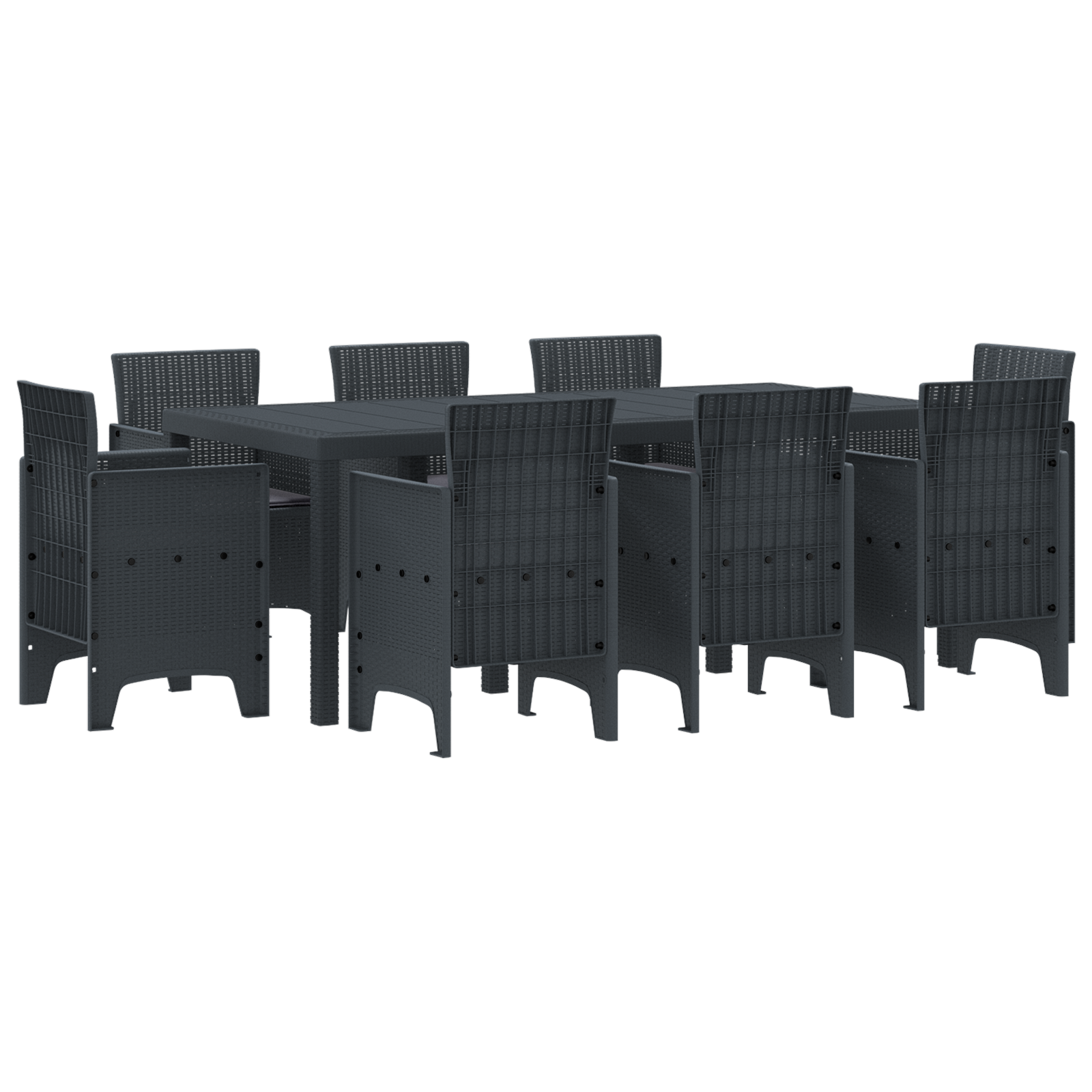 Hage Spisegruppe 9 pcs Antrasitt Polt rattan