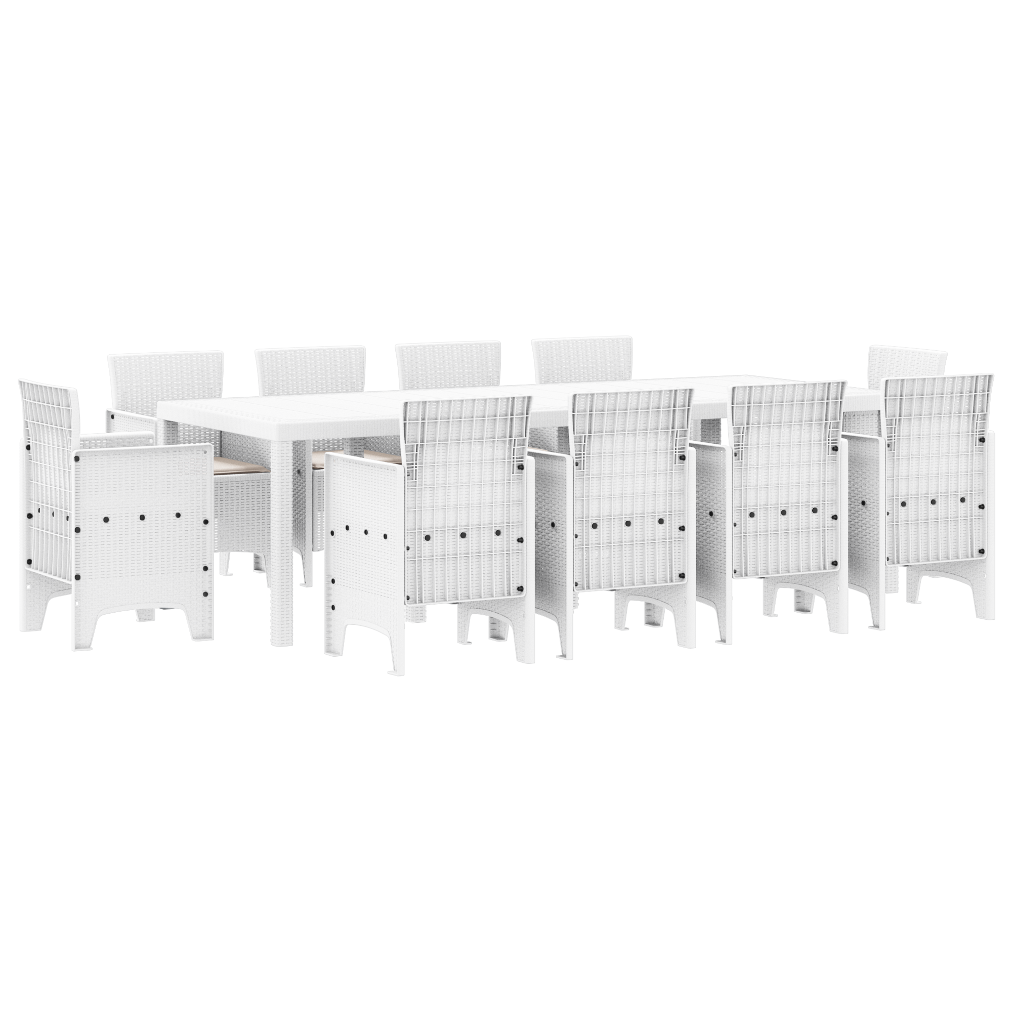 Hage Spisegruppe 11 pcs Hvit Polt rattan