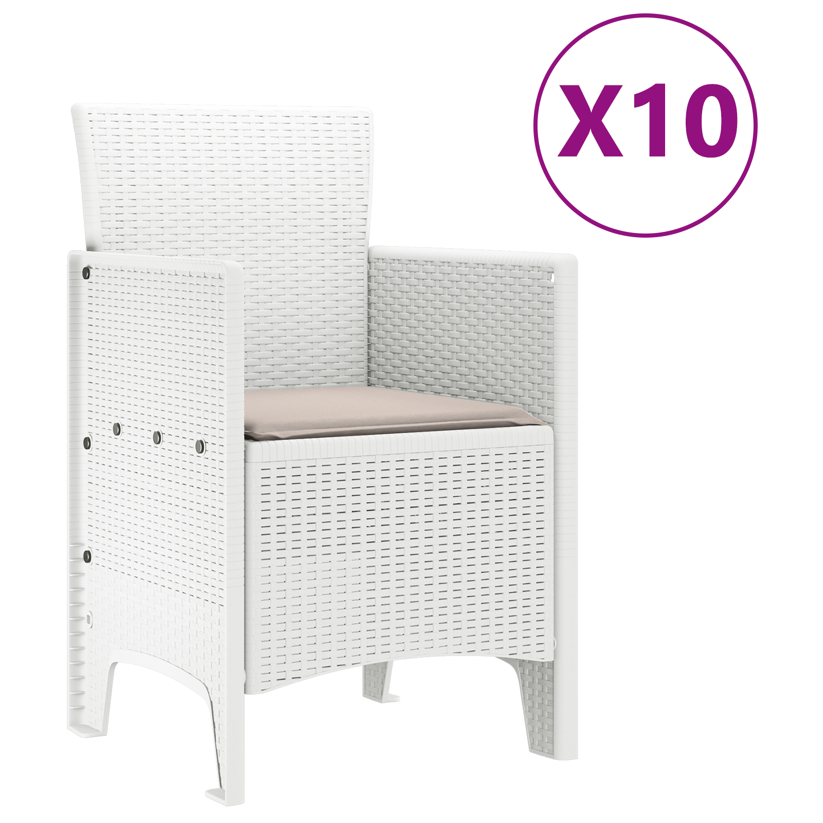 Hage Spisegruppe 11 pcs Hvit Polt rattan