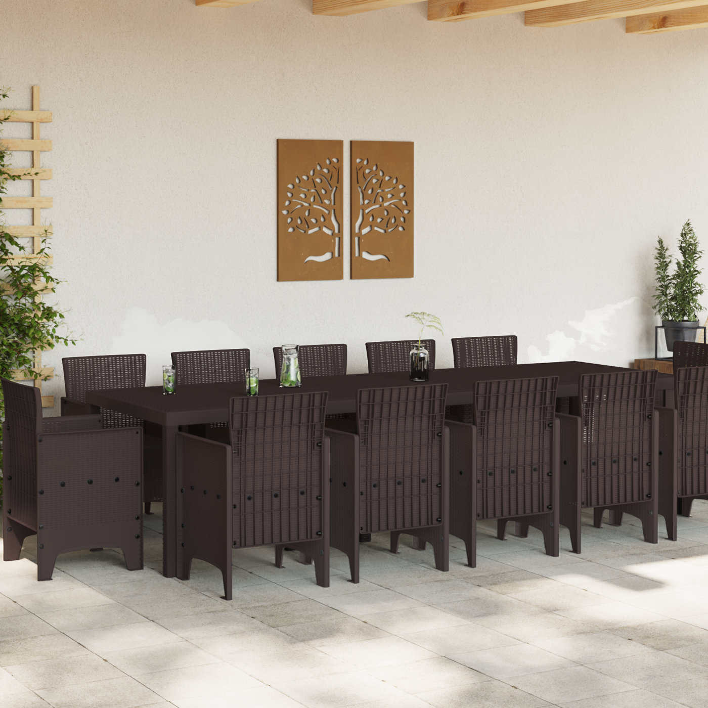 Hage Spisegruppe 13 pcs Brun Poly rattan
