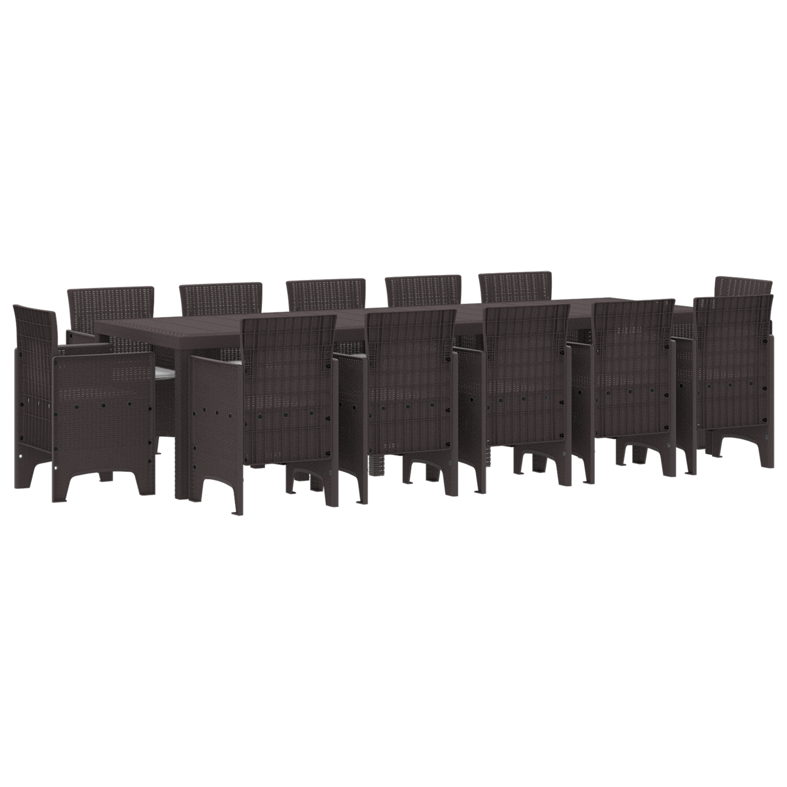 Hage Spisegruppe 13 pcs Brun og Lys grå Rattan og Puter