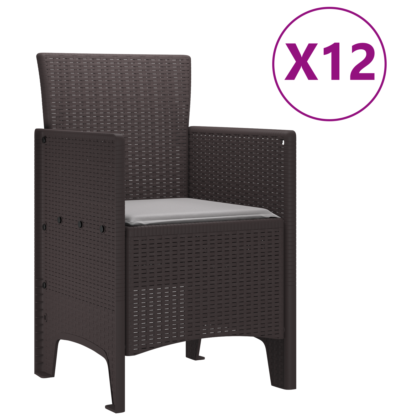 Hage Spisegruppe 13 pcs Brun og Lys grå Rattan og Puter