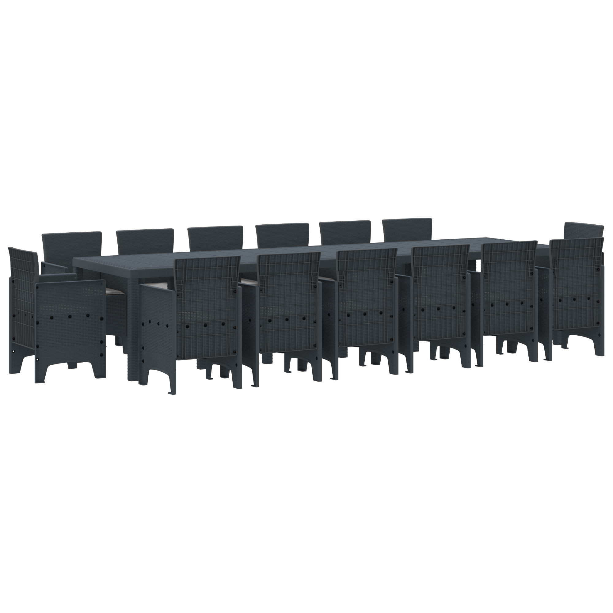 Hage Spisegruppe 15 pcs Antrasitt Polt rattan