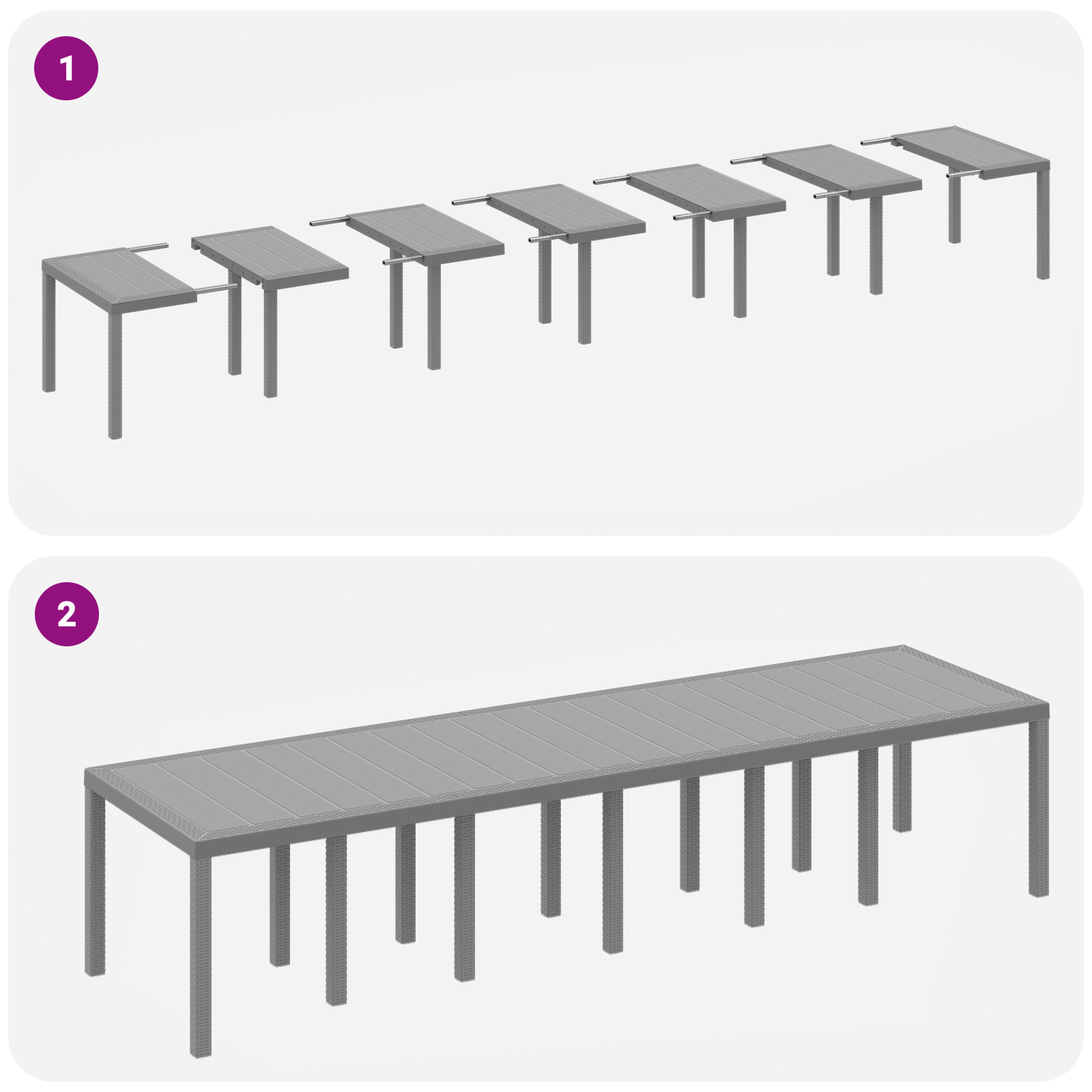 Hage Spisegruppe 15 pcs Lysegrå Polt rattan