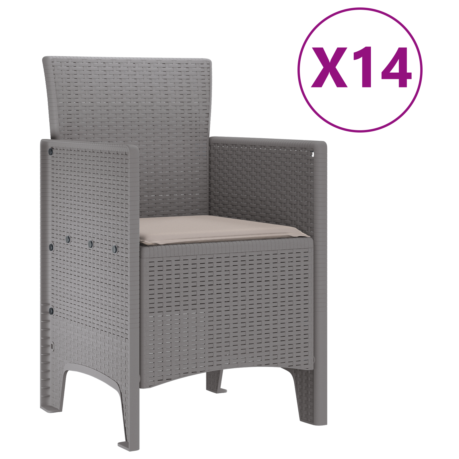 Hage Spisegruppe 15 pcs Lysegrå Polt rattan