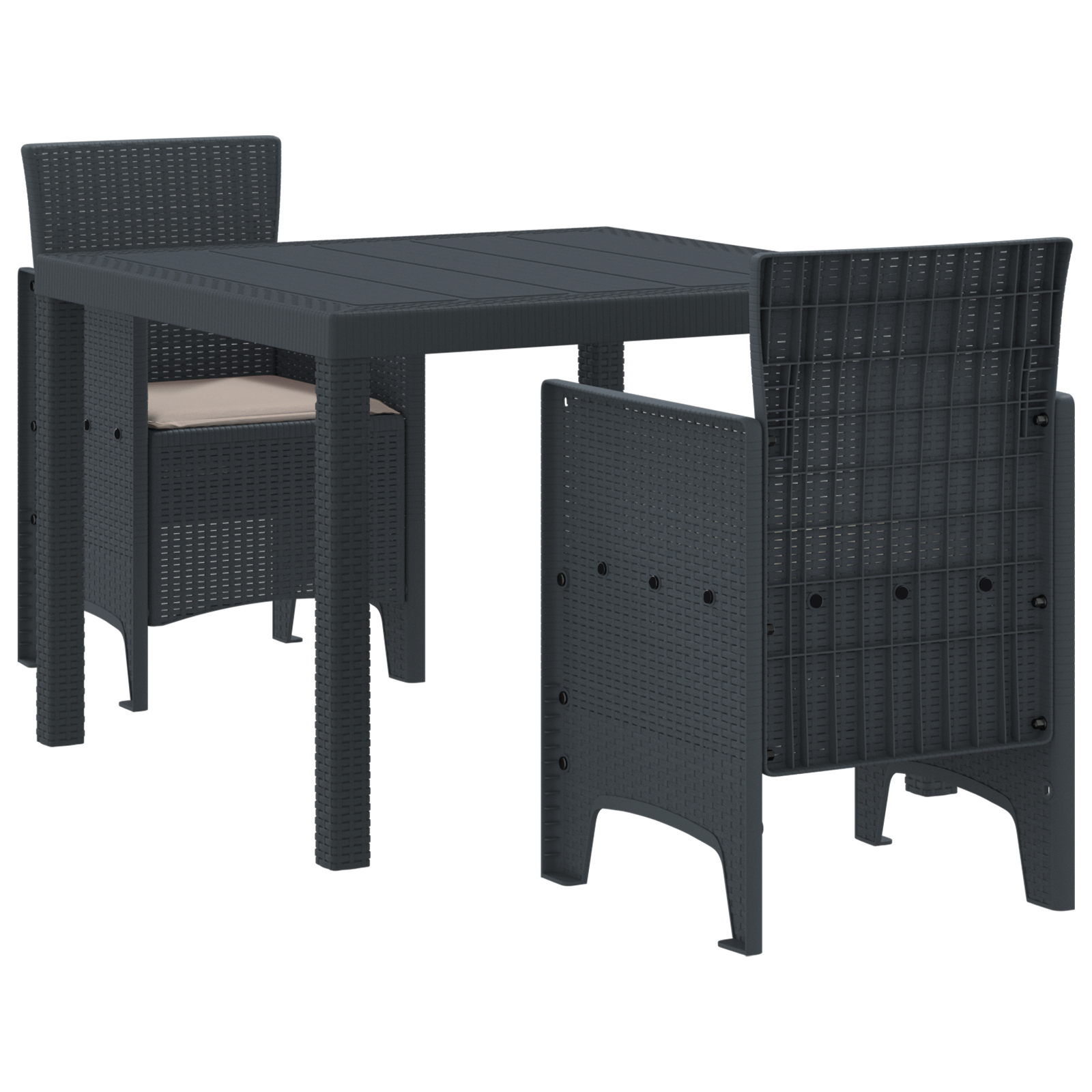 Hage Spisegruppe 3 pcs Antrasitt Polt rattan