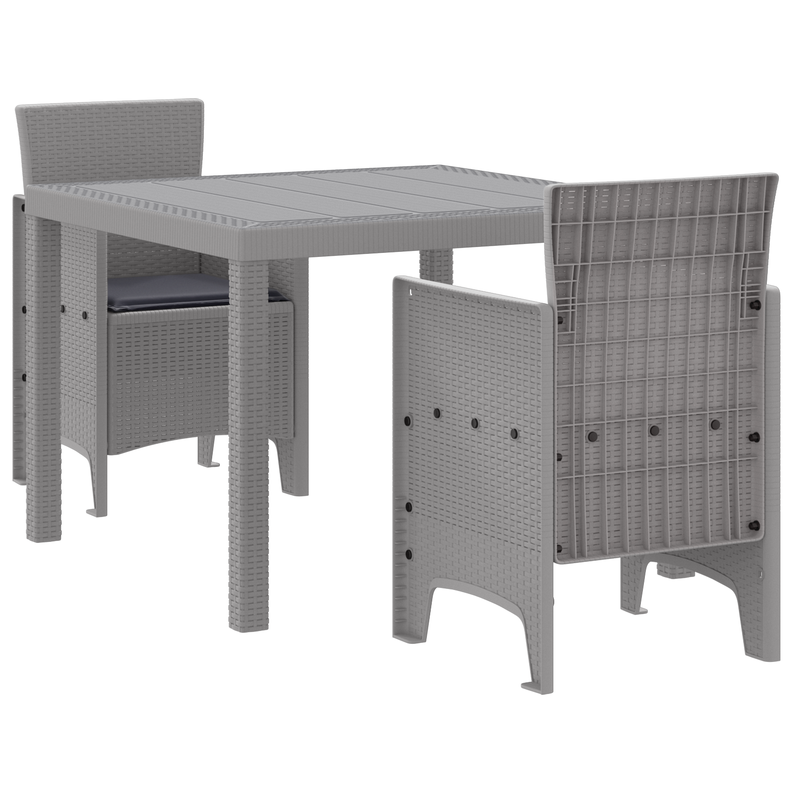Hage Spisegruppe 3 pcs Lysegrå Polt rattan