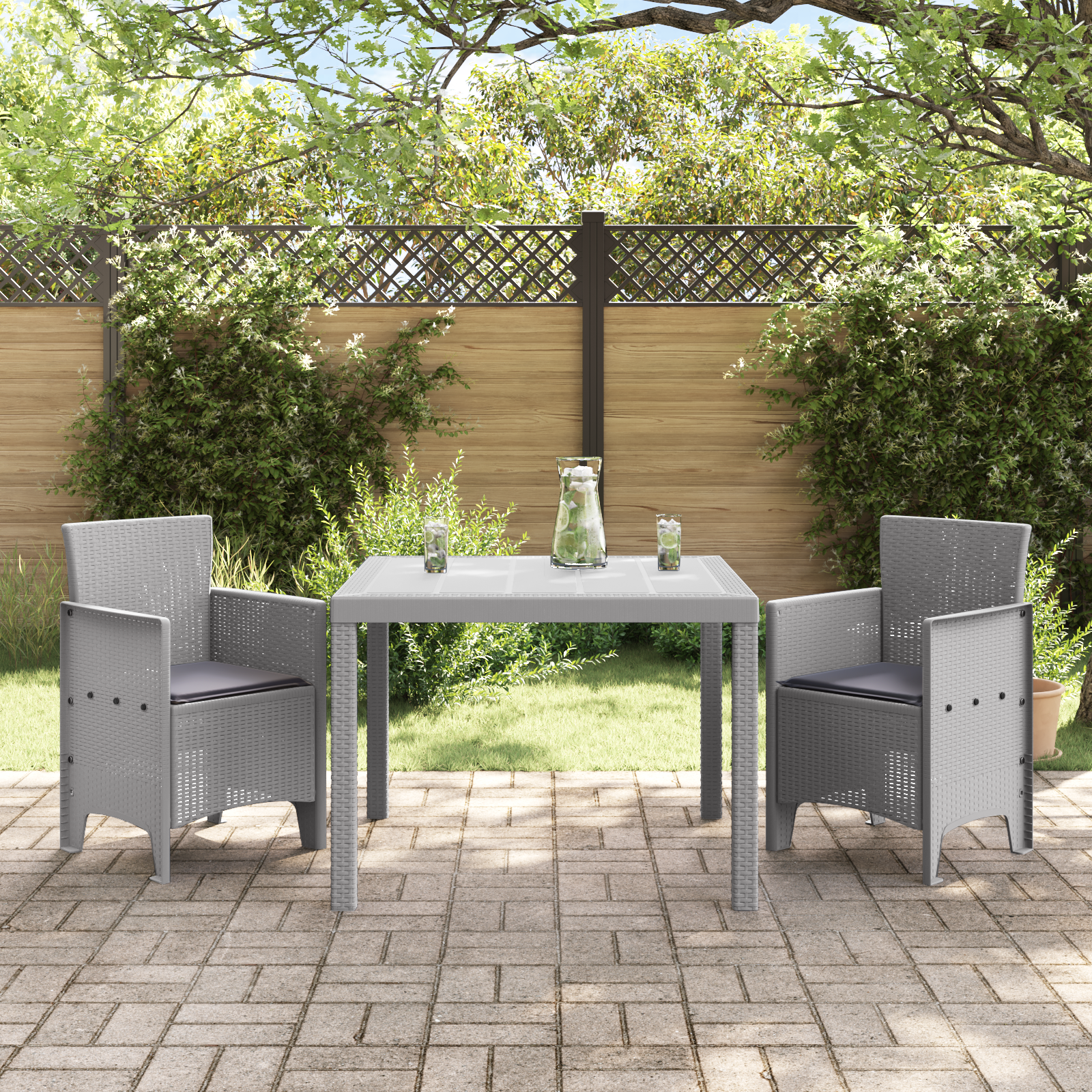 Hage Spisegruppe 3 pcs Lysegrå Polt rattan