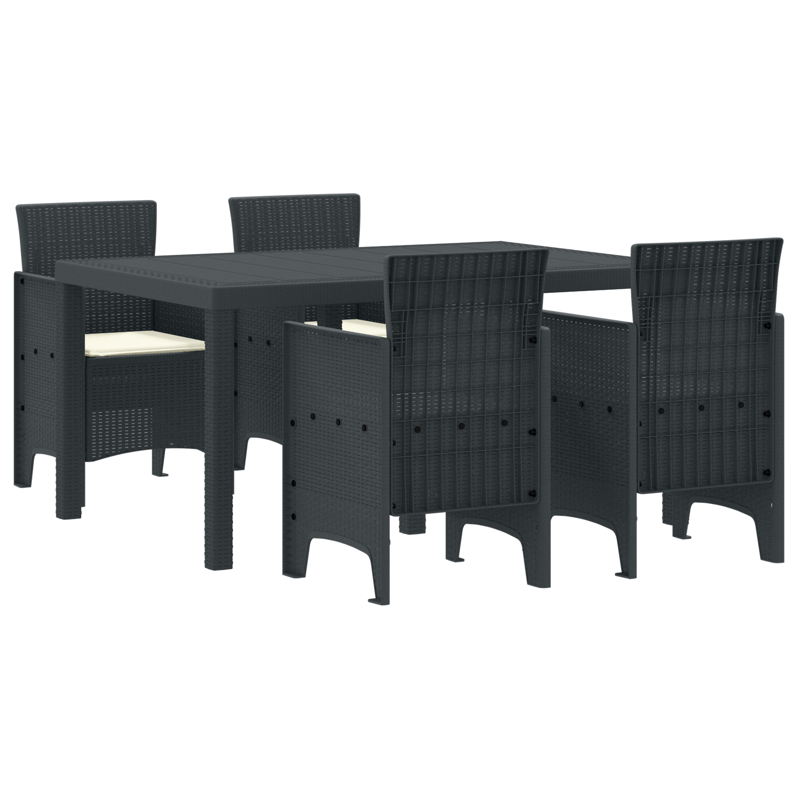 Hage Spisegruppe 5 pcs Antrasitt Polt rattan