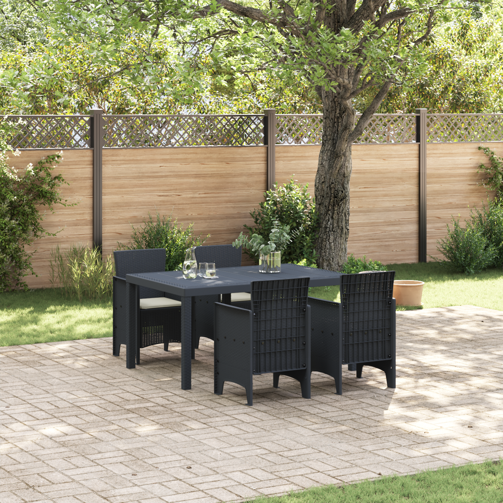 Hage Spisegruppe 5 pcs Antrasitt Polt rattan