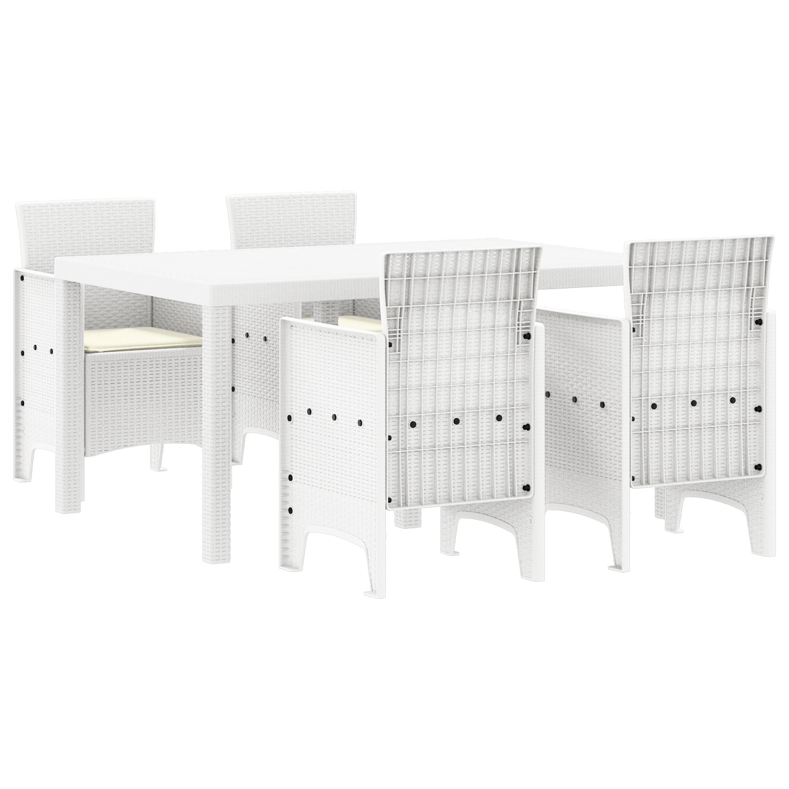 Hage Spisegruppe 5 pcs Hvit Polt rattan