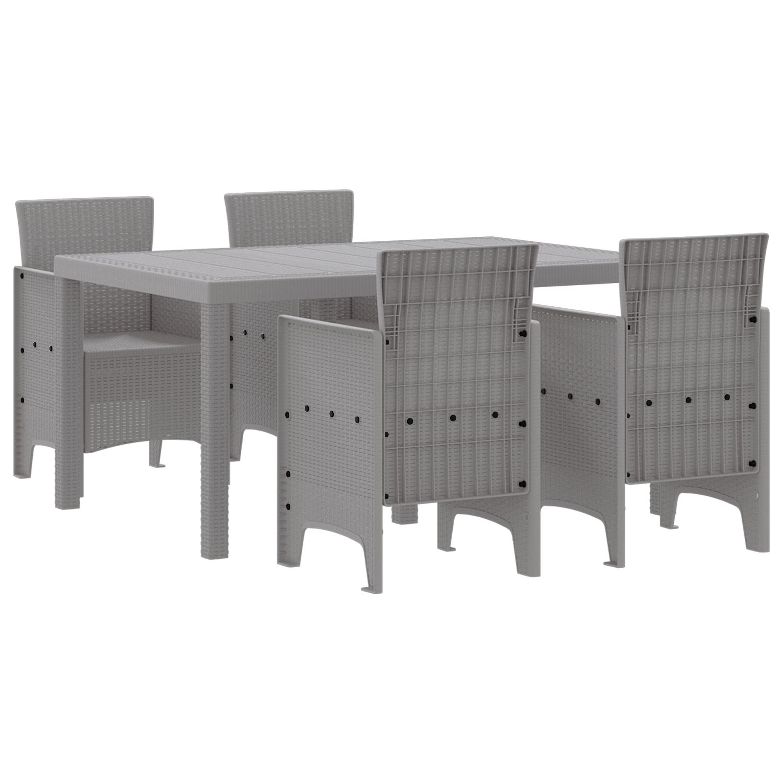 Hage Spisegruppe 5 pcs Lysegrå Polt rattan