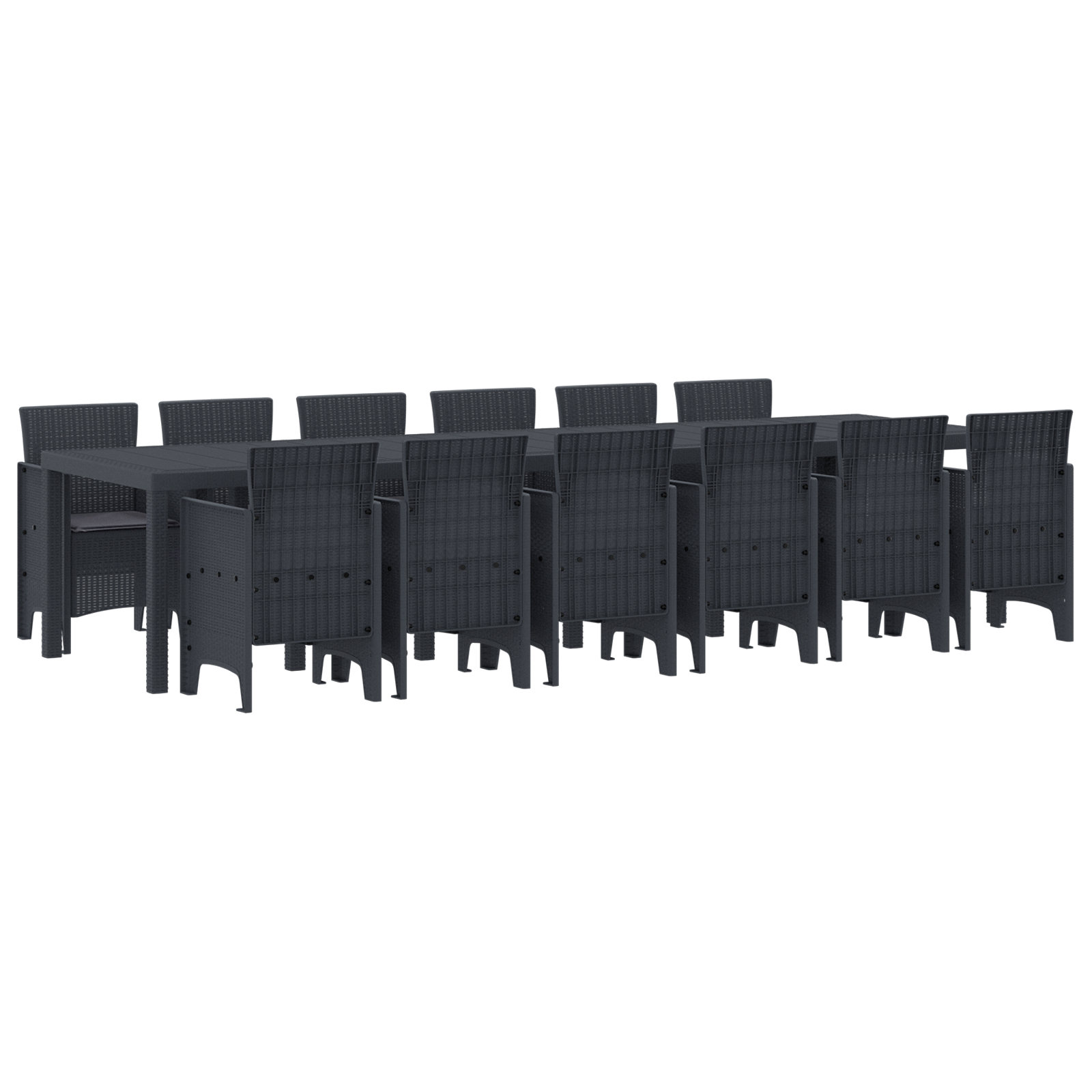 Hage Spisegruppe 13 pcs Antrasitt Polt rattan