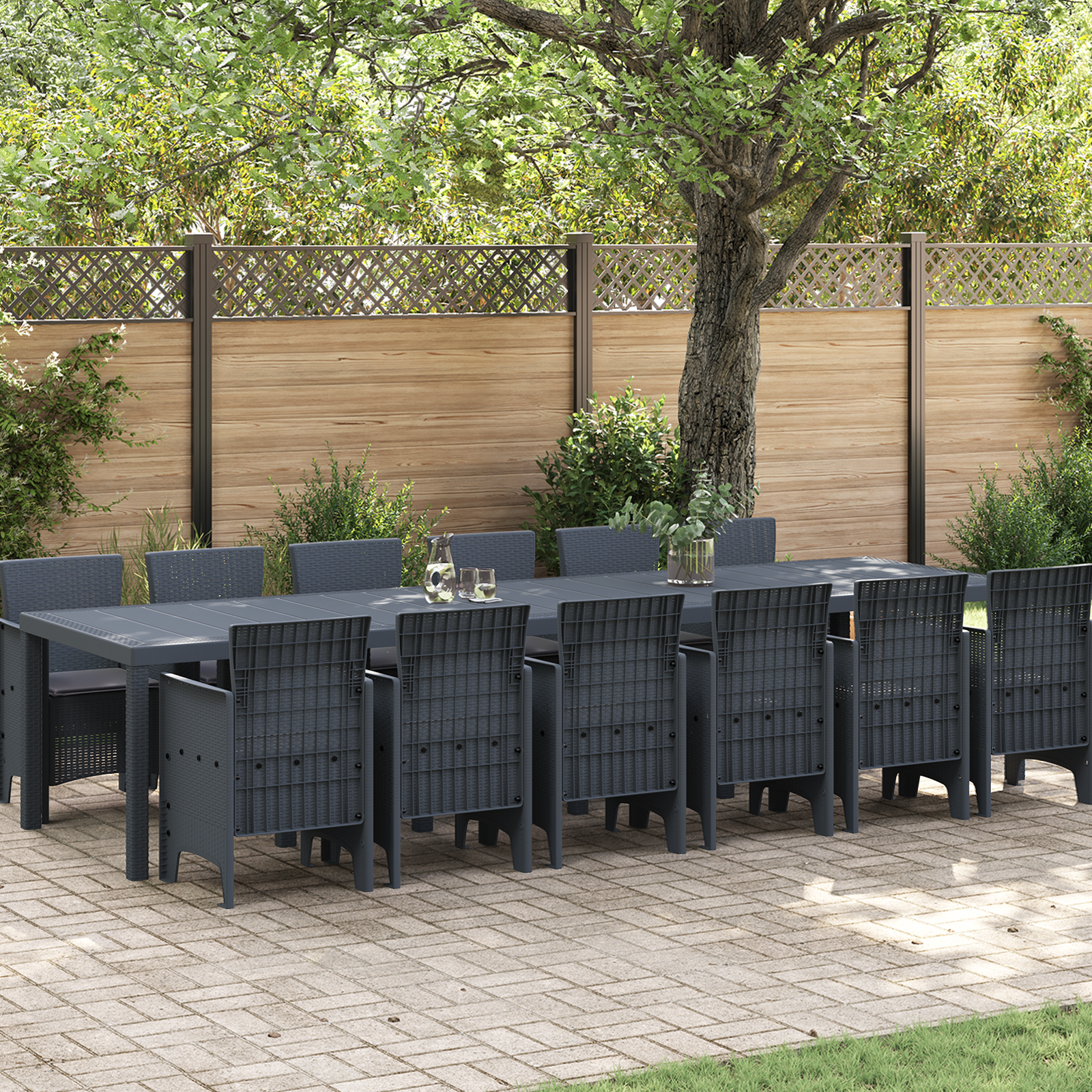 Hage Spisegruppe 13 pcs Antrasitt Polt rattan