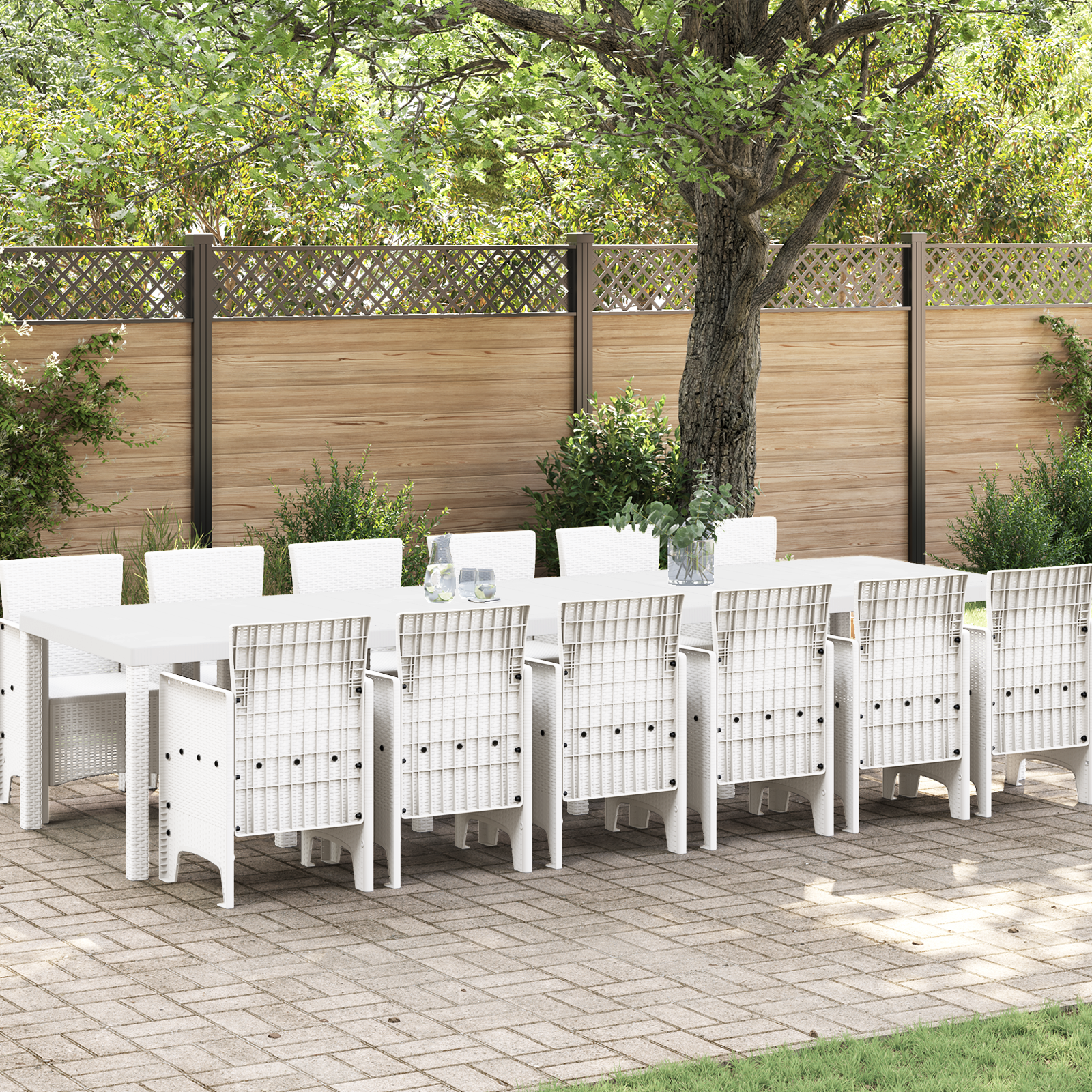 Hage Spisegruppe 13 pcs Hvit Polt rattan