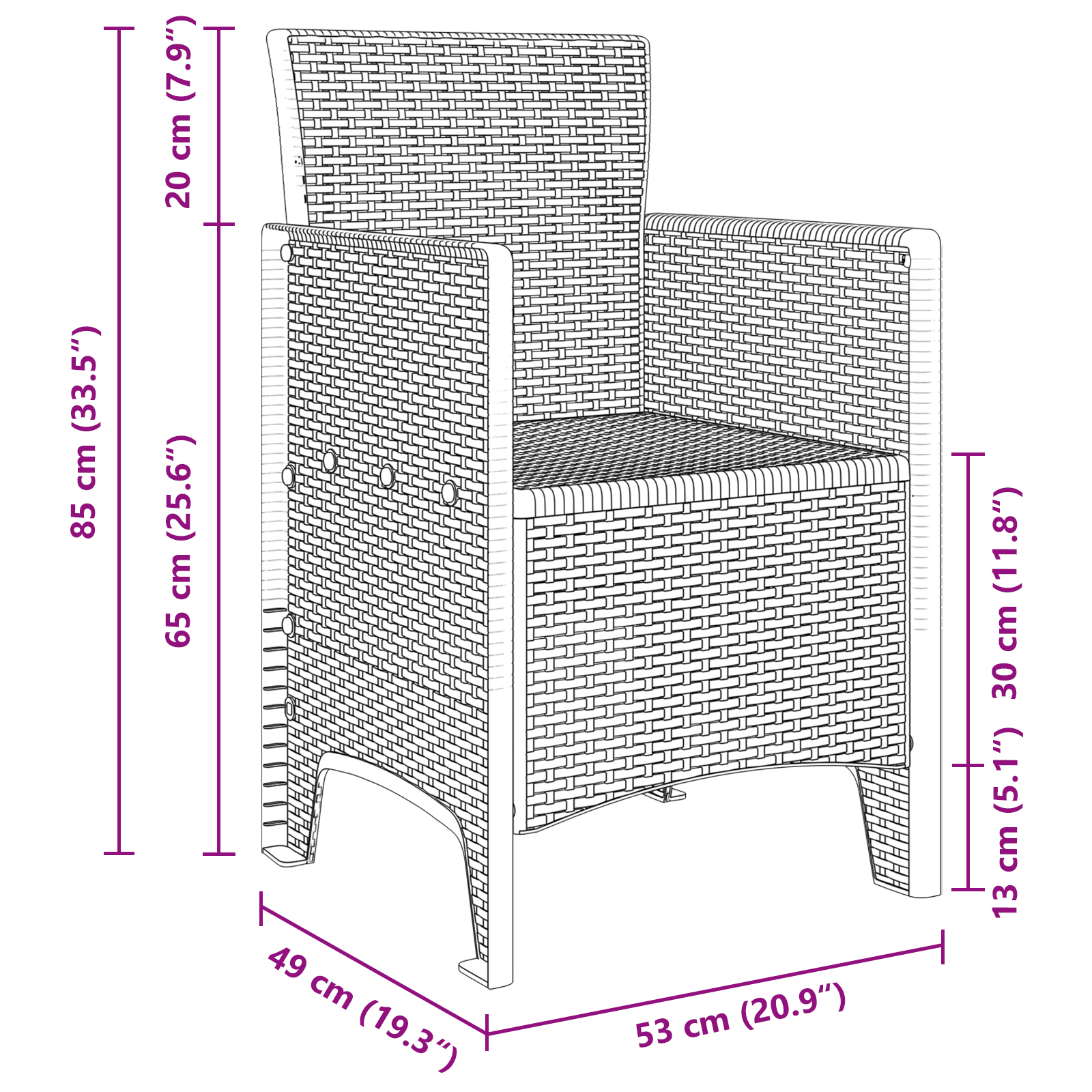 Hage Spisegruppe 13 pcs Hvit Polt rattan