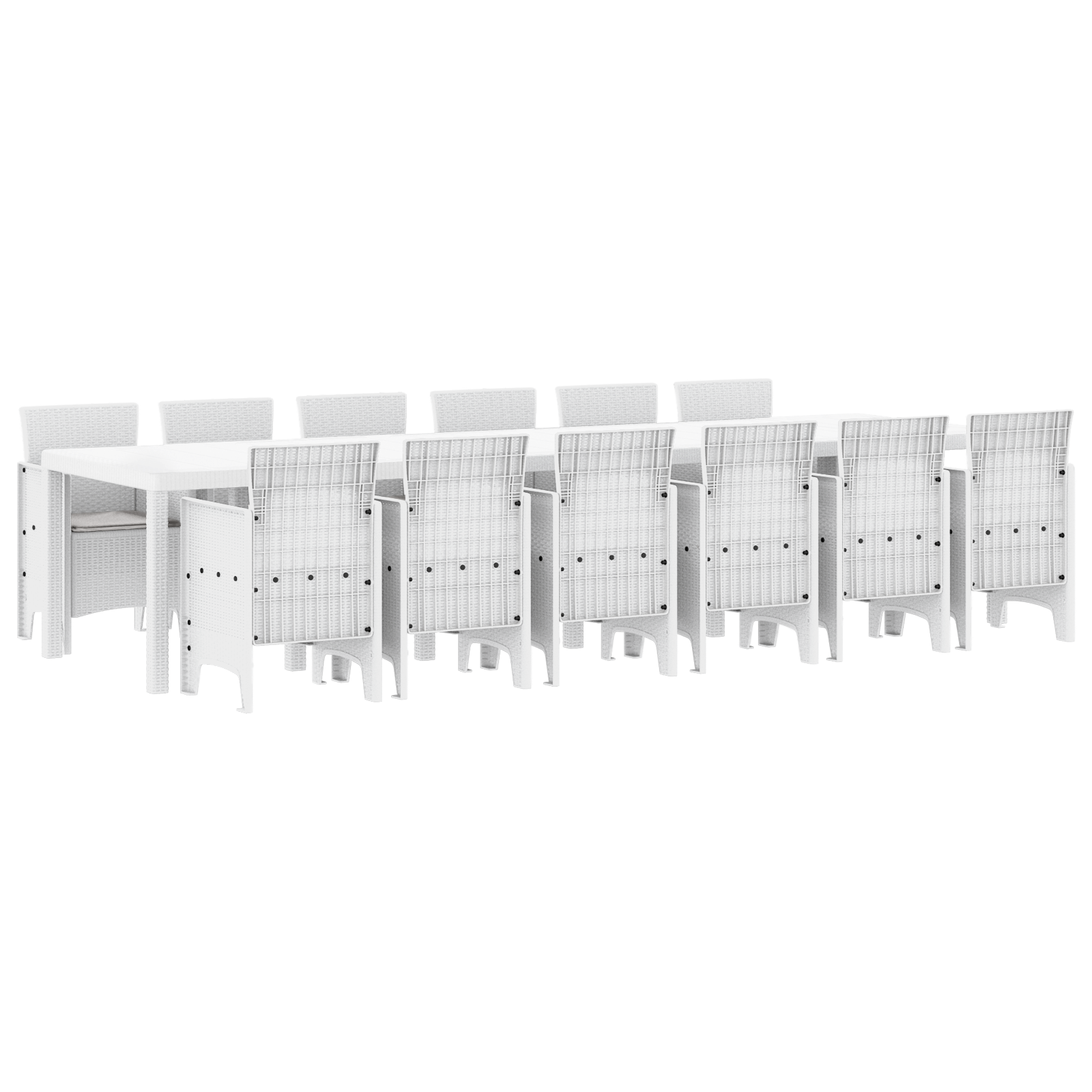 Hage Spisegruppe 13 pcs Hvit Polt rattan