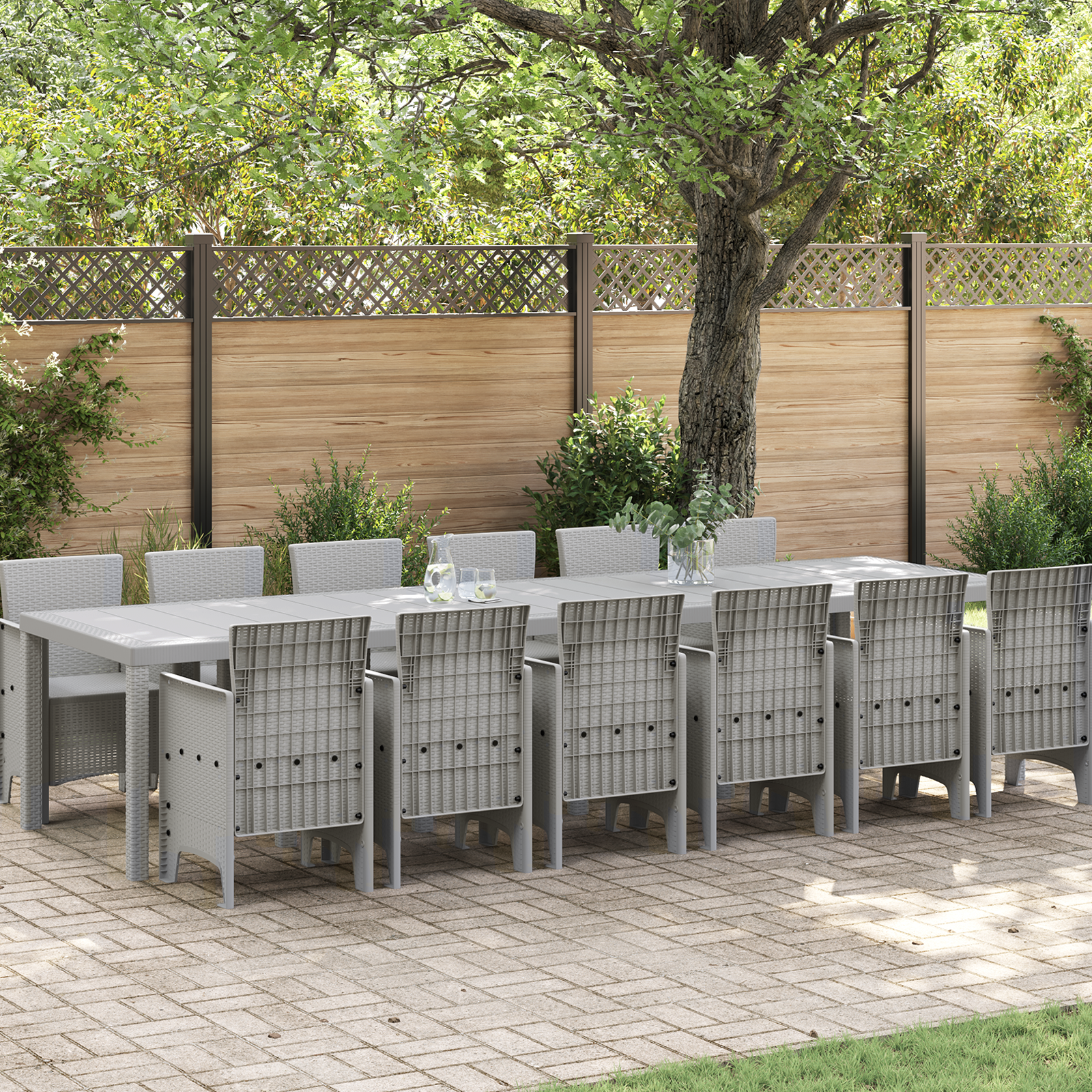 Hage Spisegruppe 13 pcs Lysegrå Polt rattan