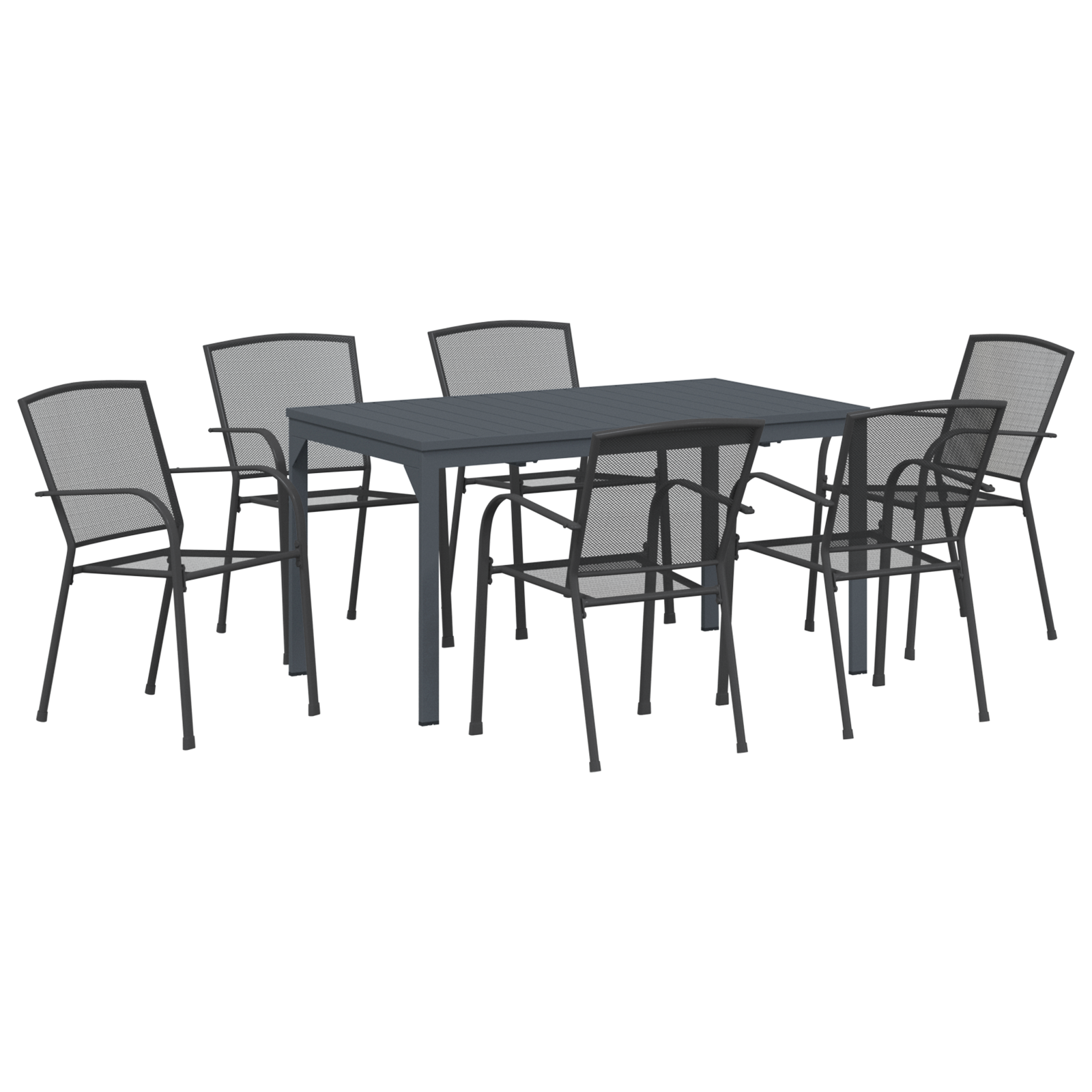 Hage Spisegruppe 7 pcs Antrasitt Stål