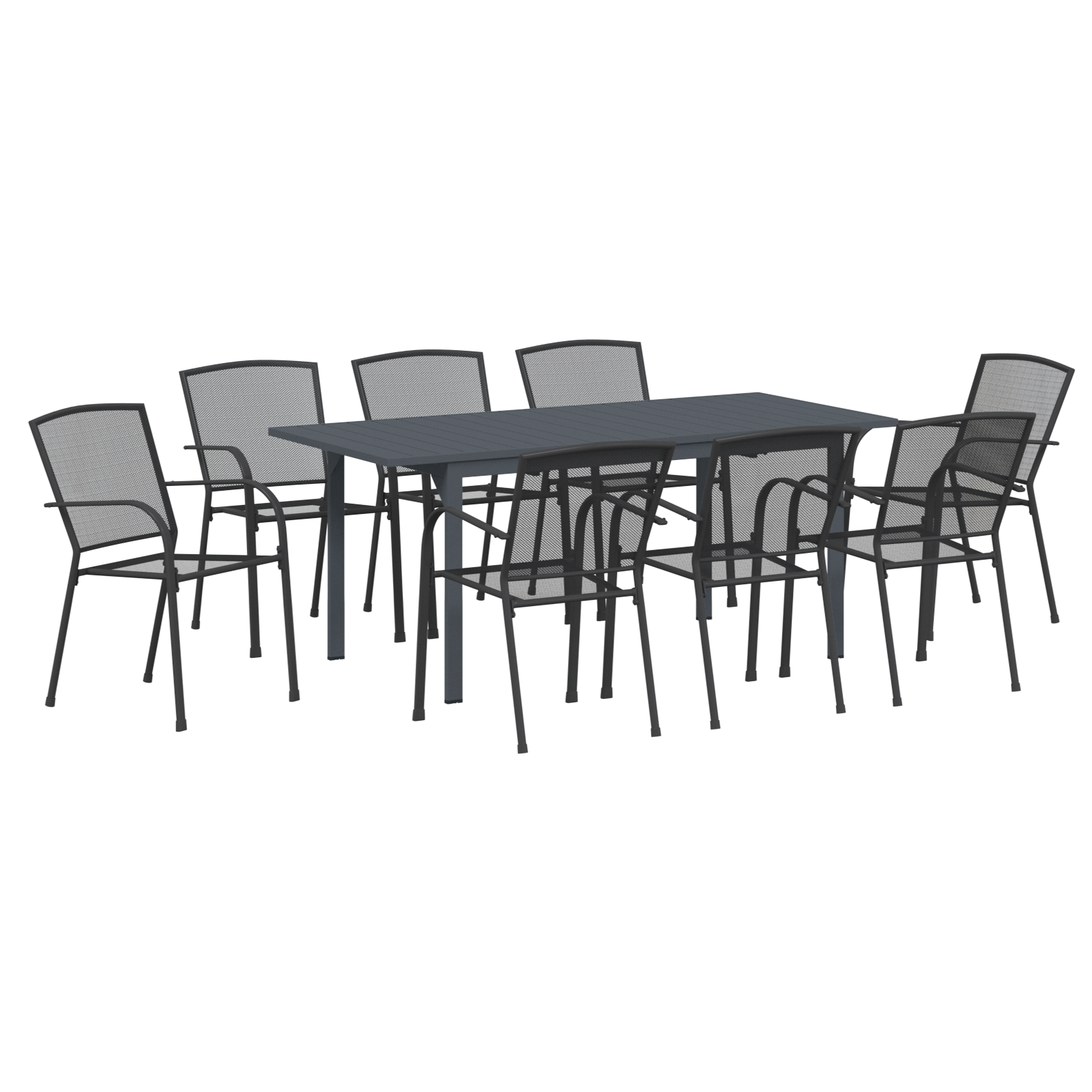 Hage Spisegruppe 9 pcs Antrasitt Stål