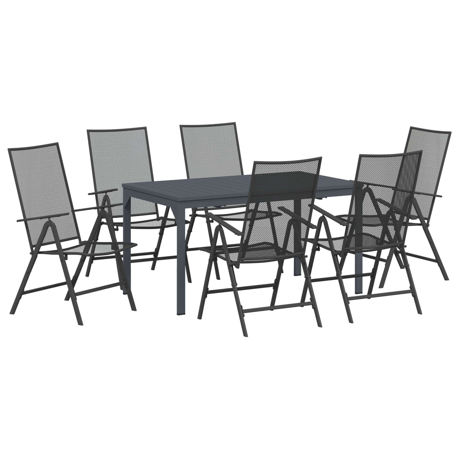 Hage Spisegruppe 7 pcs Antrasitt Stål