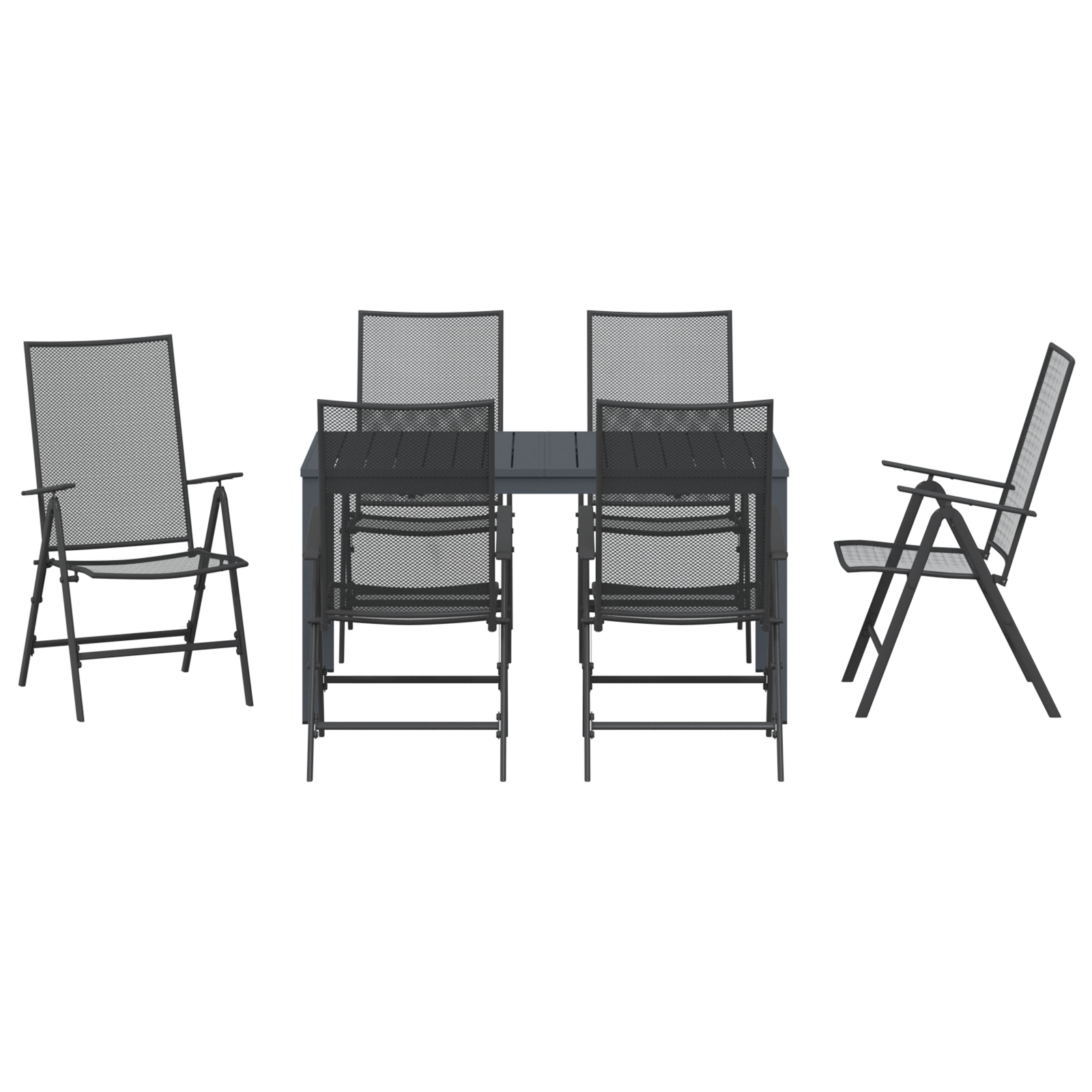 Hage Spisegruppe 7 pcs Antrasitt Stål