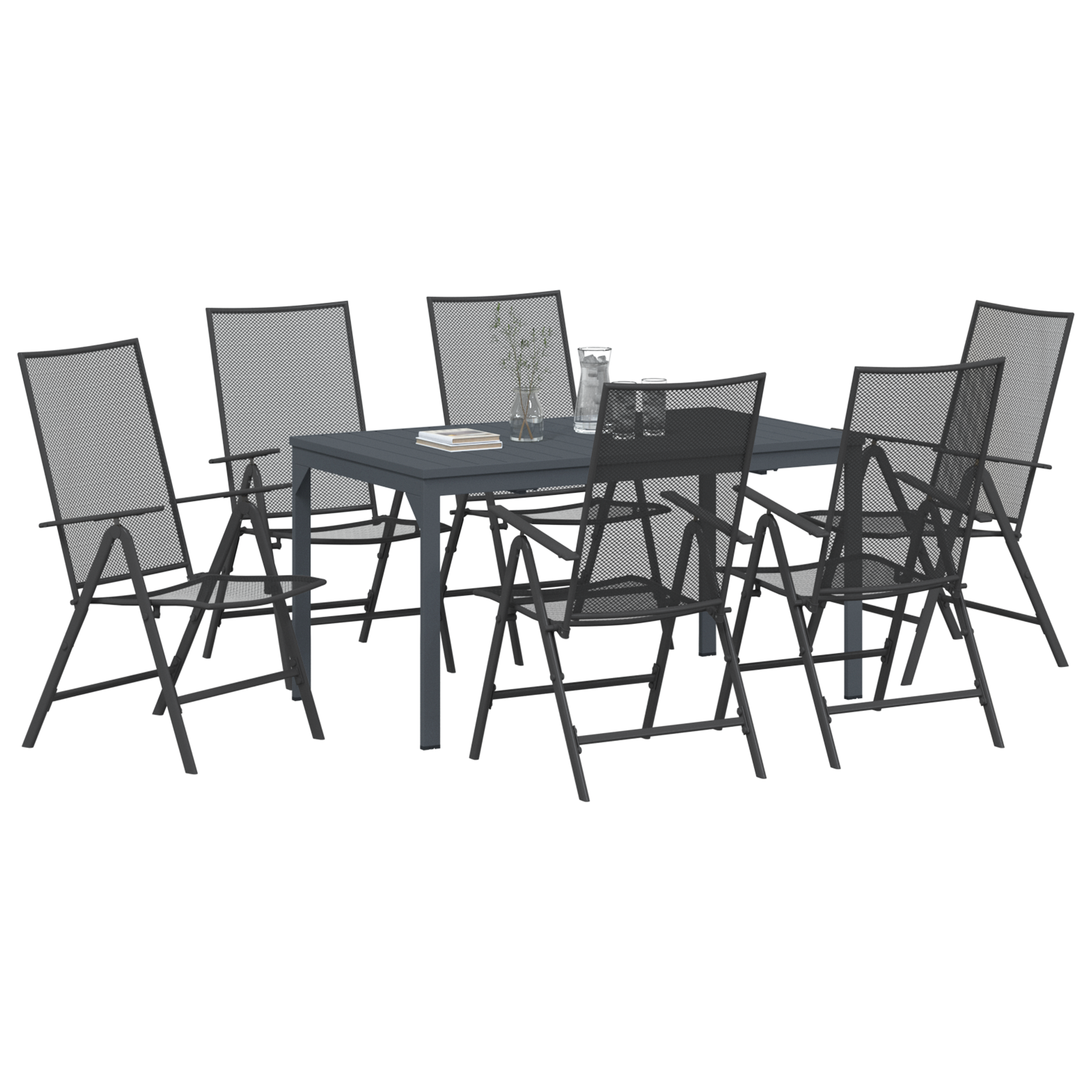 Hage Spisegruppe 7 pcs Antrasitt Stål