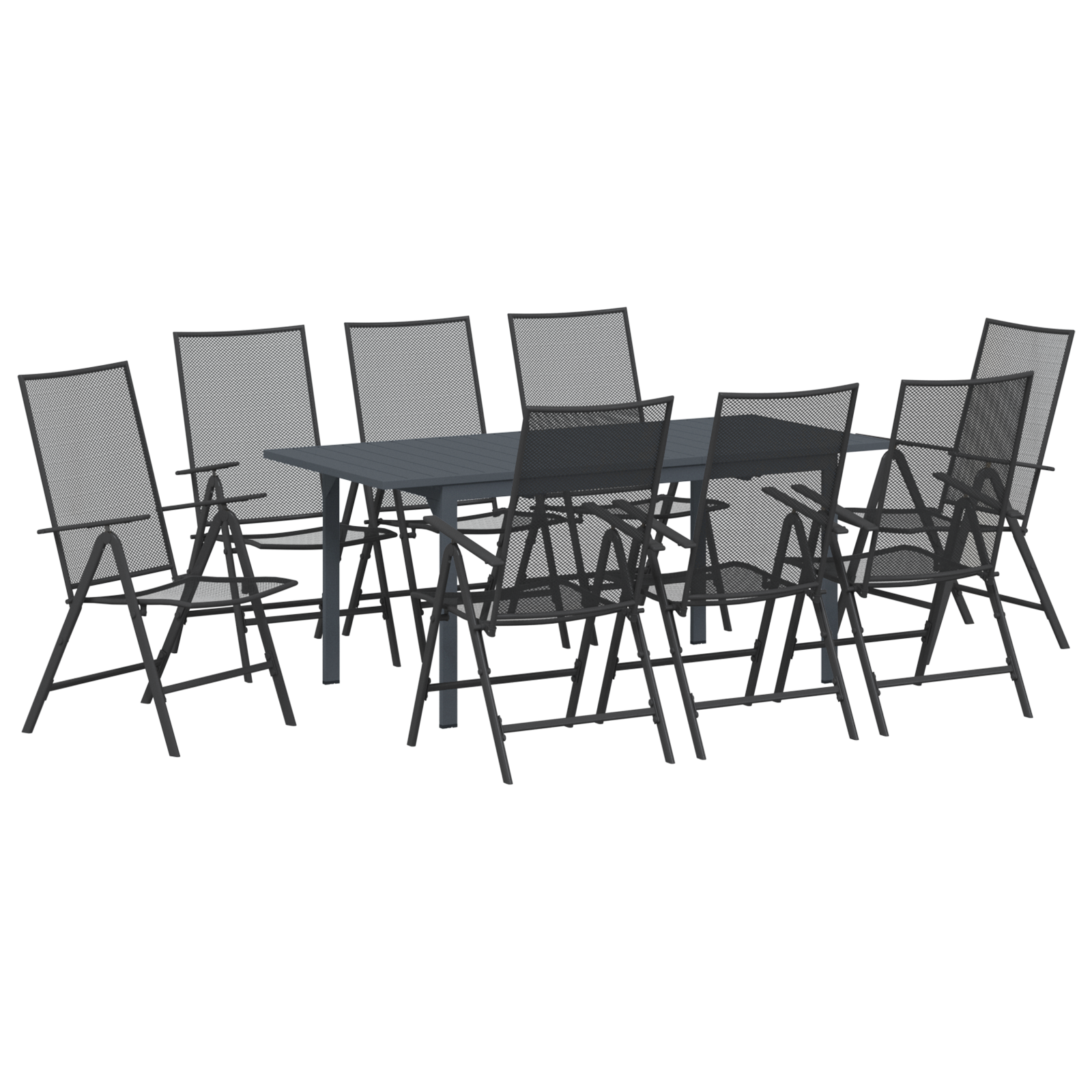 Hage Spisegruppe 9 pcs Antrasitt Stål