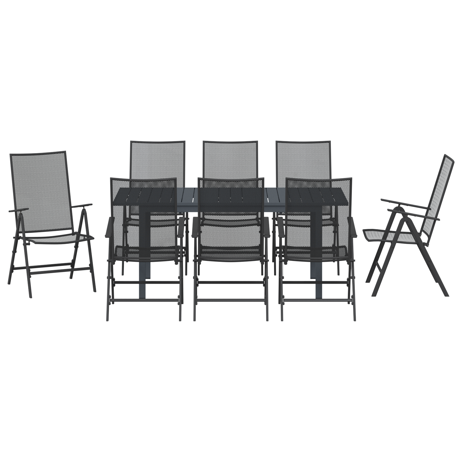 Hage Spisegruppe 9 pcs Antrasitt Stål