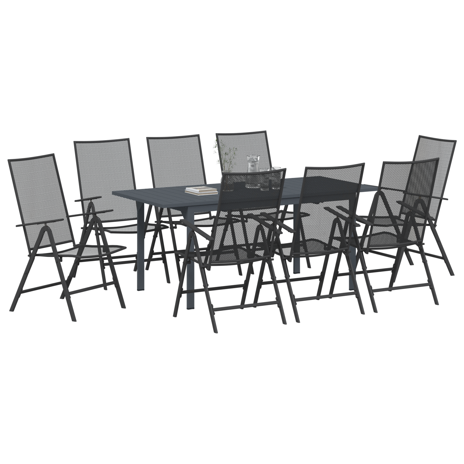 Hage Spisegruppe 9 pcs Antrasitt Stål
