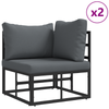 Hagesofa Set med pute 3 pcs Svart Aluminium