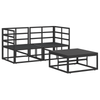Hagesofa Set med pute 3 pcs Svart Aluminium