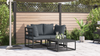 Hagesofa Set med pute 3 pcs Svart Aluminium