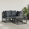 Hagesofa Set med pute 3 pcs Svart Aluminium
