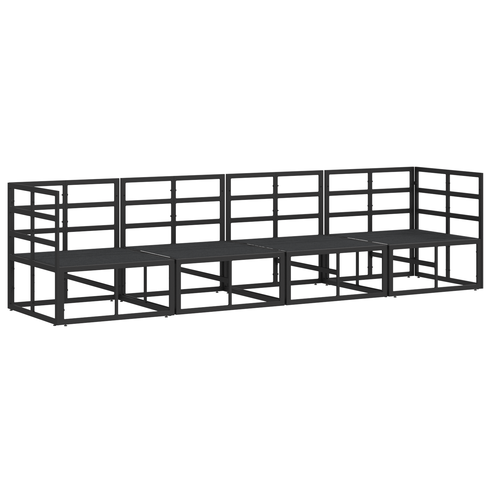 Hagesofa Set med pute 4 pcs Svart Aluminium