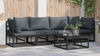 Hagesofa Set med pute 4 pcs Svart Aluminium