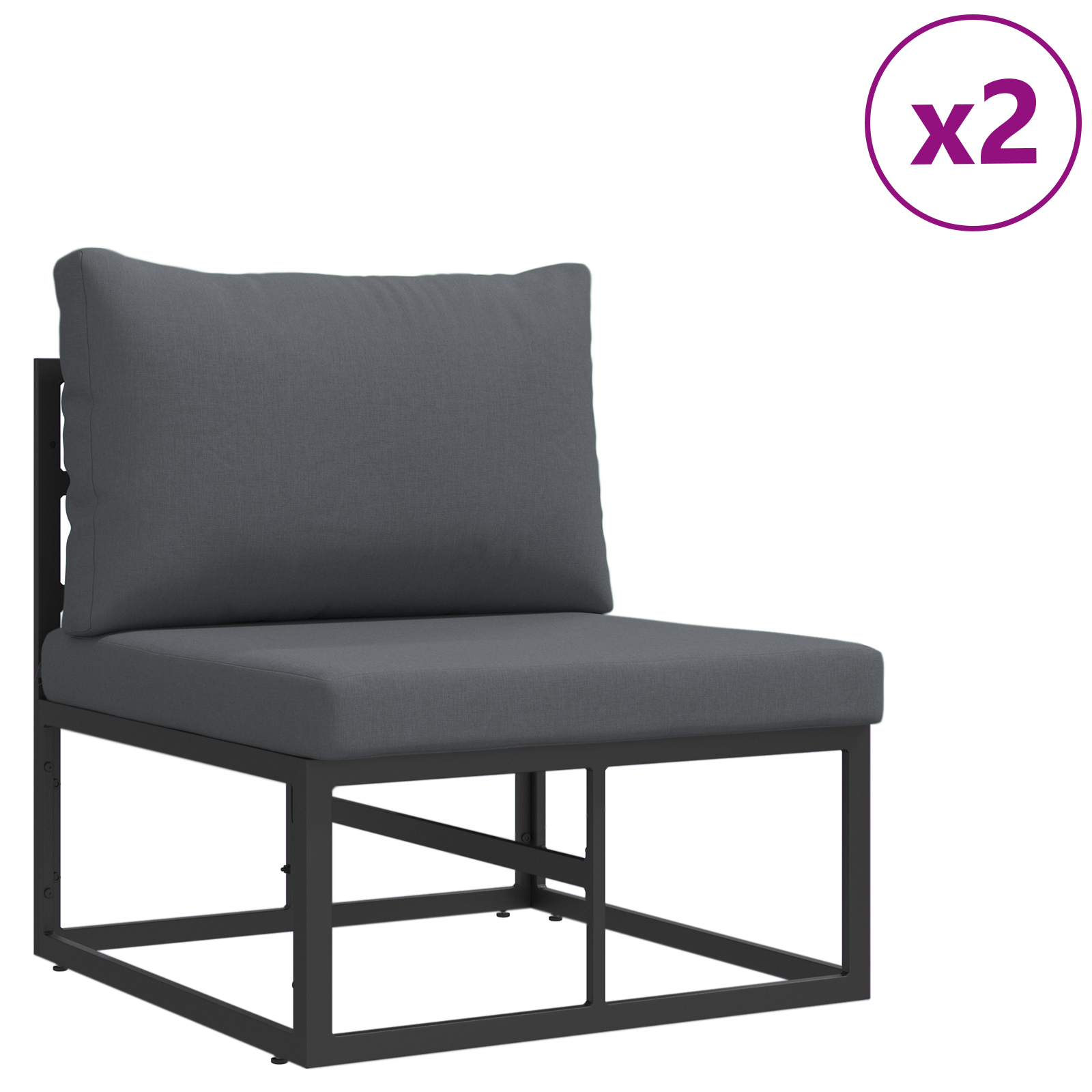 Hagesofa Set med pute 5 pcs Svart Aluminium