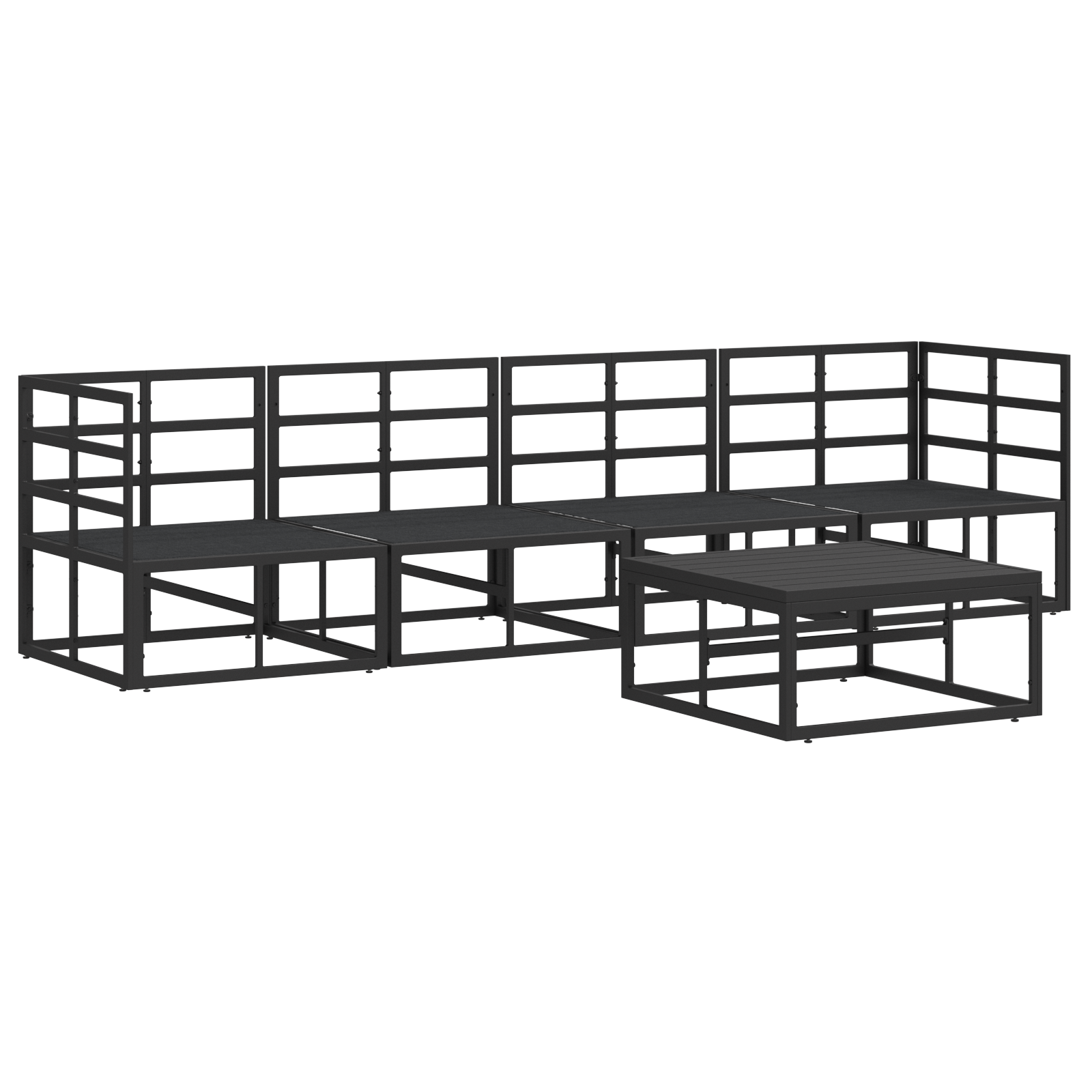 Hagesofa Set med pute 5 pcs Svart Aluminium