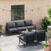 Hagesofa Set med pute 6 pcs Antrasitt Stål & stoff