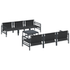 Hagesofa Set med pute 7 pcs Antrasittgrå Stål & Stoff